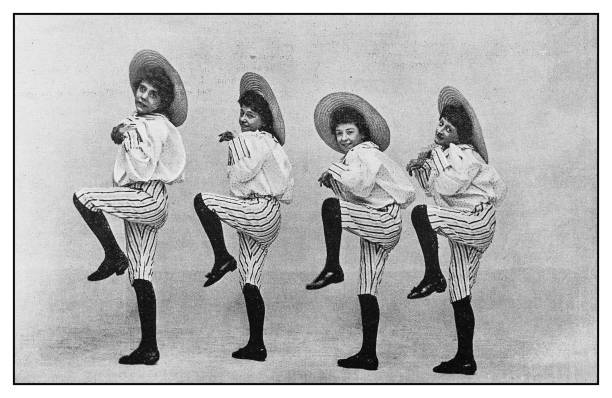 stockillustraties, clipart, cartoons en iconen met antieke foto: alabama coons dansen - theater publiek