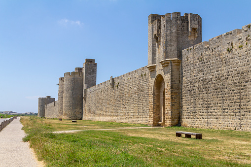 city wall of a commune named Aigues-Mortes in France