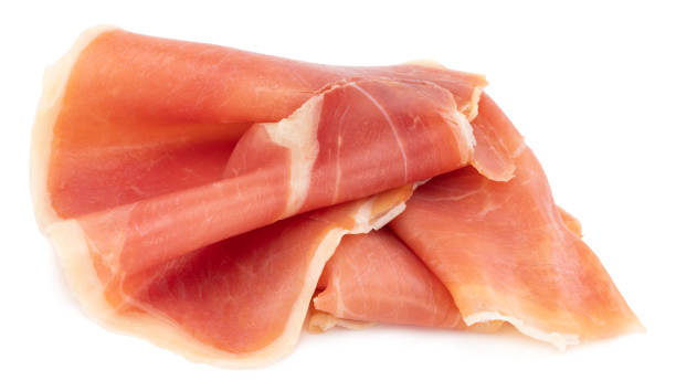 istock Italian prosciutto crudo or jamon. Raw ham. Isolated on white background 1148005177