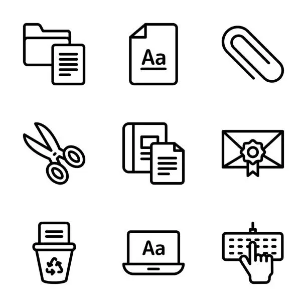 Vector illustration of Copywriting Line Icons Pack