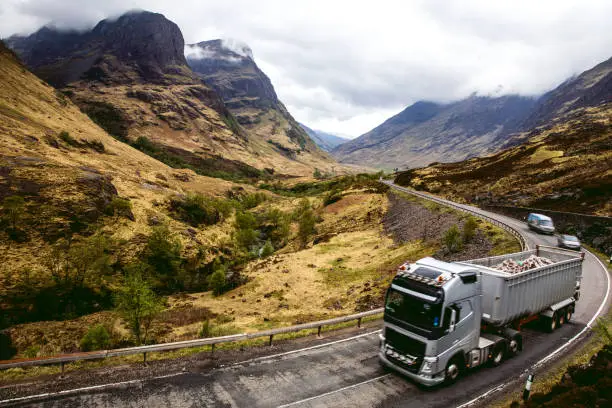 A fast truck transportation in Scotland, UK.