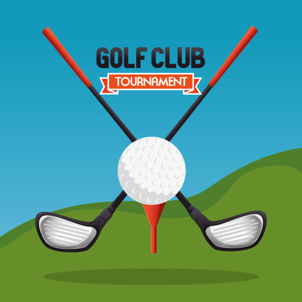 golf sport club with sticks golf sport club with sticks vector illustration design golf symbols stock illustrations