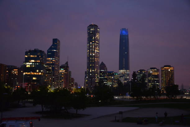 istock Sunset, architecture and city lights in Santiago, Chile 1148008122