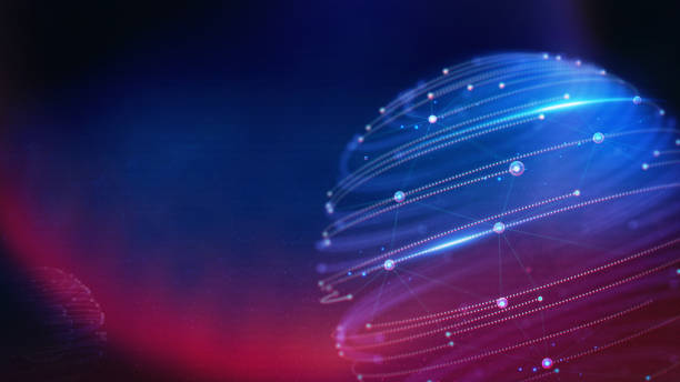 Geometric and Futuristic digital blockchain fintech technology.