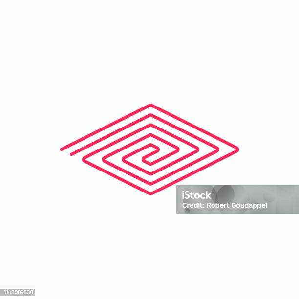 Vector Floor Heating Icon Design Tubes In Square Stock Illustration - Download Image Now - Heat - Temperature, Icon Symbol, Logo