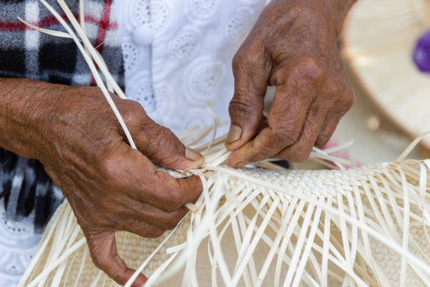 istock The villagers took bamboo stripes to weave into different forms for daily use 1148010259