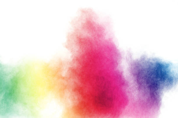 istock Abstract multicolored powder explosion on white background.  Freeze motion of  dust particles splash. Painted Holi. 1148011785