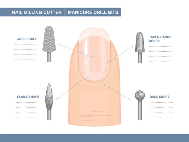 измельчение и пополирование. маникюр дрель bits. различные формы фрезерования резак для маникюра. конус, тапер ствол, мяч и пламя формы. иллюс� - file extension stock illustrations