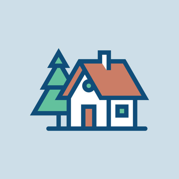 House and conifer Vector illustration. Vector EPS 10, HD JPEG 4000 x 4000 px log cabin vector stock illustrations