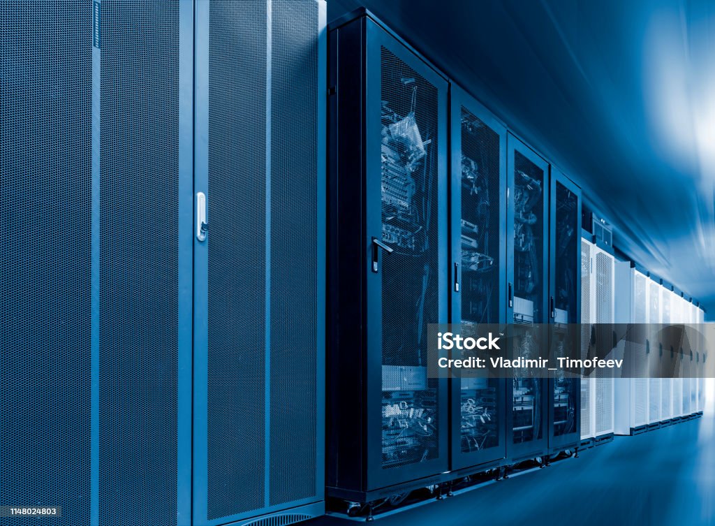 Internet Control Center Server Internet Datacenter Room Network Technology Concept Background ...