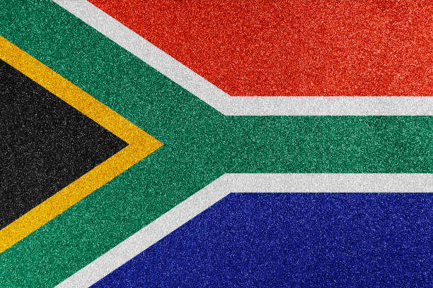 Flag of Republic of South Africa on a textured background. Concept collage.