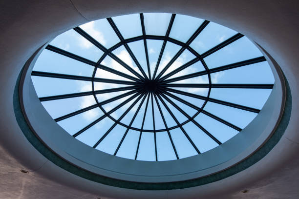 istock Architectural skylight glass and metal frame low angle under 1148029470
