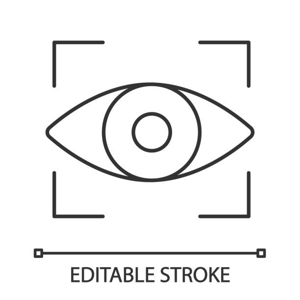 Retinal scan icon Retinal scan linear vector icon. Editable stroke. Iris recognition. Eye scanning. Biometric identification eye icons editable stock illustrations