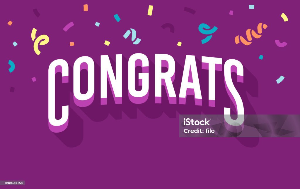 Congrats Congrats congratulations message for party celebration or success. Confetti stock vector