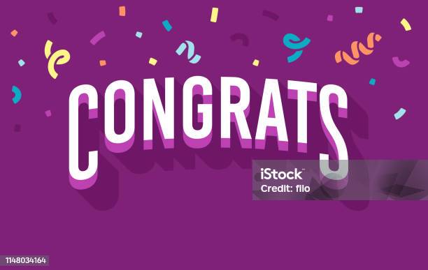 Congrats Stock Illustration - Download Image Now - Confetti, Congratulating, Celebration