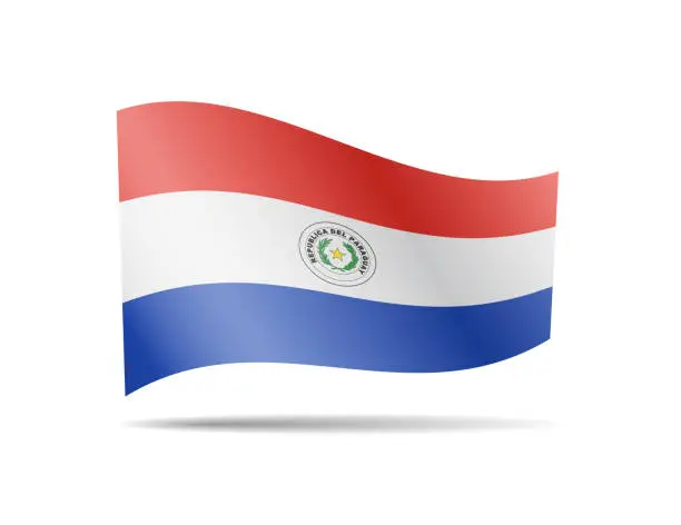 Vector illustration of Waving Paraguay flag in the wind. Flag on white vector illustration