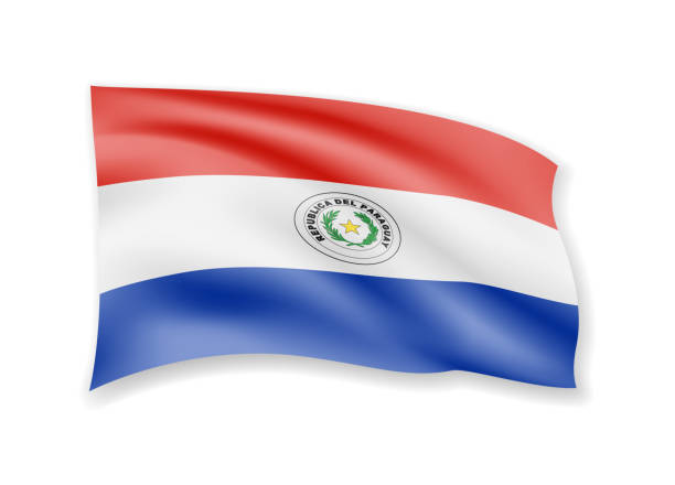 istock Waving Paraguay flag on white. Flag in the wind. 1148035474