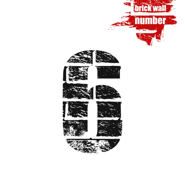 Number 6 Graffiti Grunge Style Brick Wall Texture Masonry Black