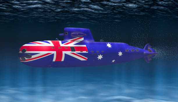 submarine of australian navy, concept. 3d rendering - submarine navy underwater military ship imagens e fotografias de stock