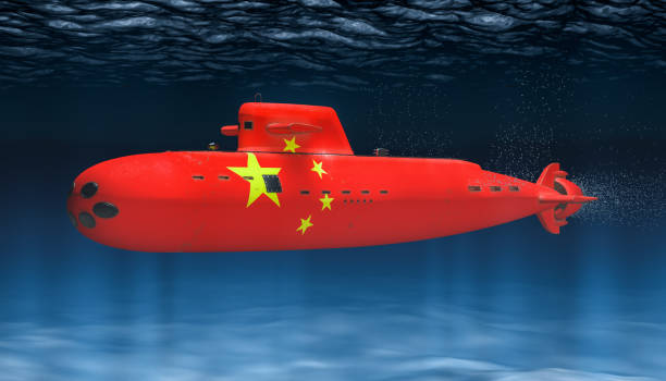 submarine of chinese navy, concept. 3d rendering - submarine navy underwater military ship imagens e fotografias de stock