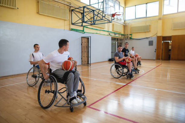 istock Motivated paraplegic basketball team 1148039340