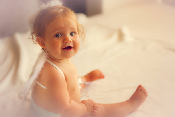 A sitting baby girl