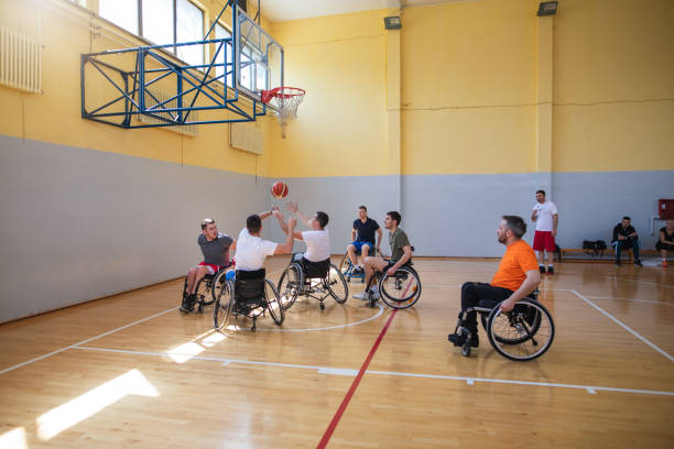 istock Paraplegic teams playing a basketball match 1148040131