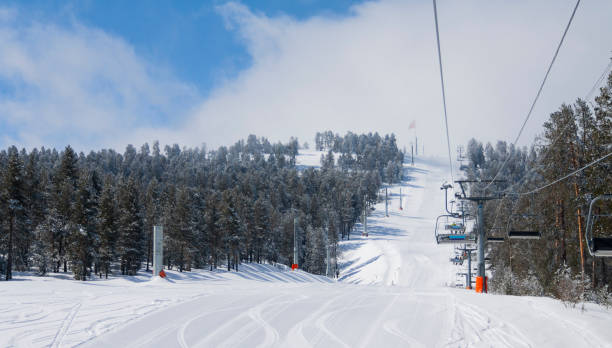 istock Riding the Chair Lift through the Forest 1148040168
