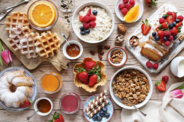 istock Breakfast with granola, oatmeal porridge, smoothies, 1148040342