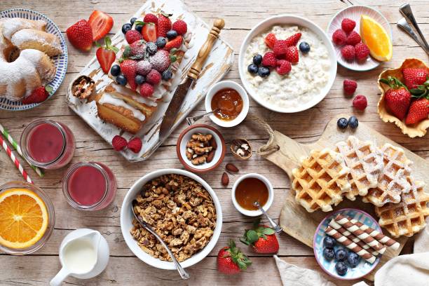istock Breakfast with granola, oatmeal porridge, smoothies, 1148040370