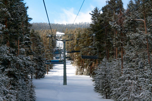 istock Riding the Chair Lift through the Forest 1148040377