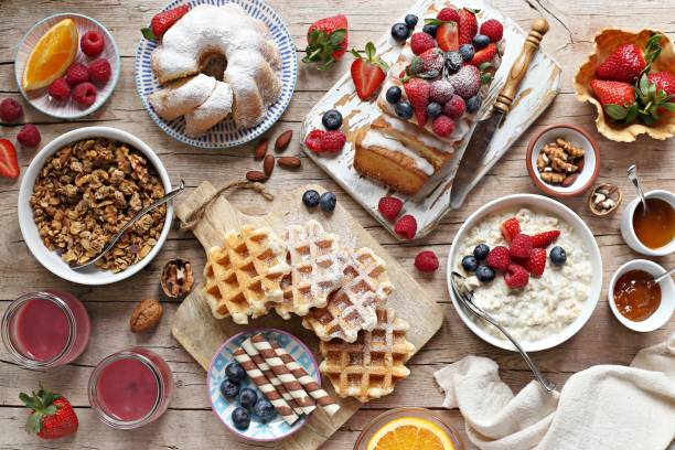 istock Breakfast with granola, oatmeal porridge, smoothies, 1148040396