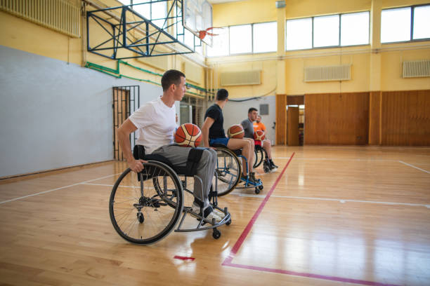 istock Paraplegic basketball team on sports training 1148040627