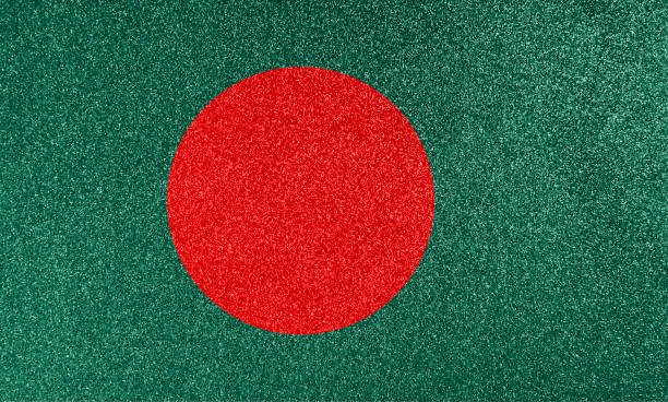 Bangladeshi national flag on glitter texture.