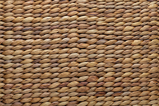 Detail of a house with walls made of plaited palm leaves and a thatched roof with dried grass in a suburb to Trincomalee in the Eastern Province of Sri Lanka