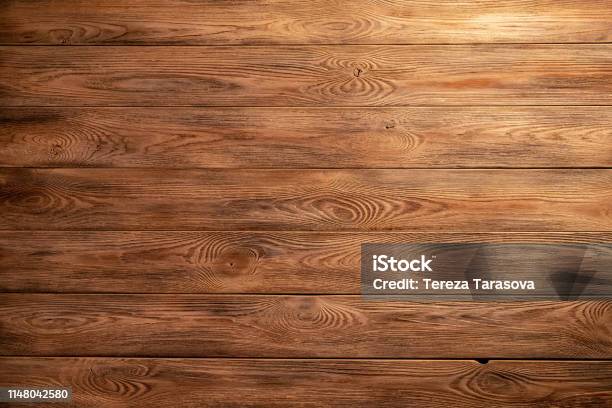 The Texture Of The Wooden Background Of The Boards Stock Photo - Download Image Now - Wood - Material, Table, Backgrounds