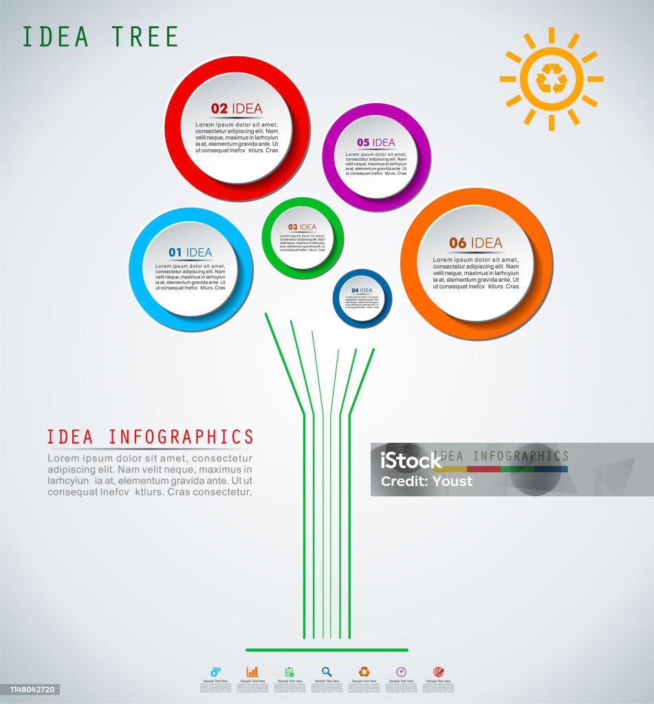 Idea Treee Colorful Idea Tree Infographics Stock Illustration - Download Image Now ...