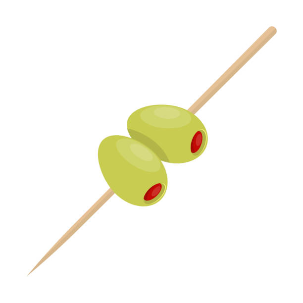 ilustrações de stock, clip art, desenhos animados e ícones de two olive with stick vector design illustration isolated on white background - olives