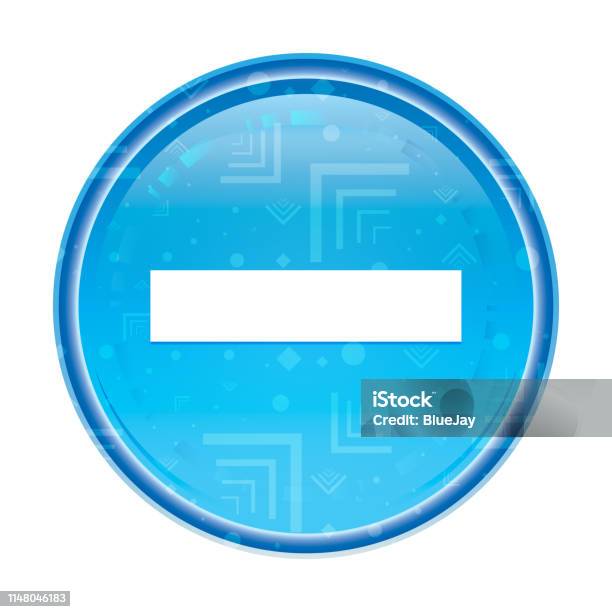 Minus Icon Floral Blue Round Button Stock Illustration - Download Image Now - Block Shape, Blue, Cancellation