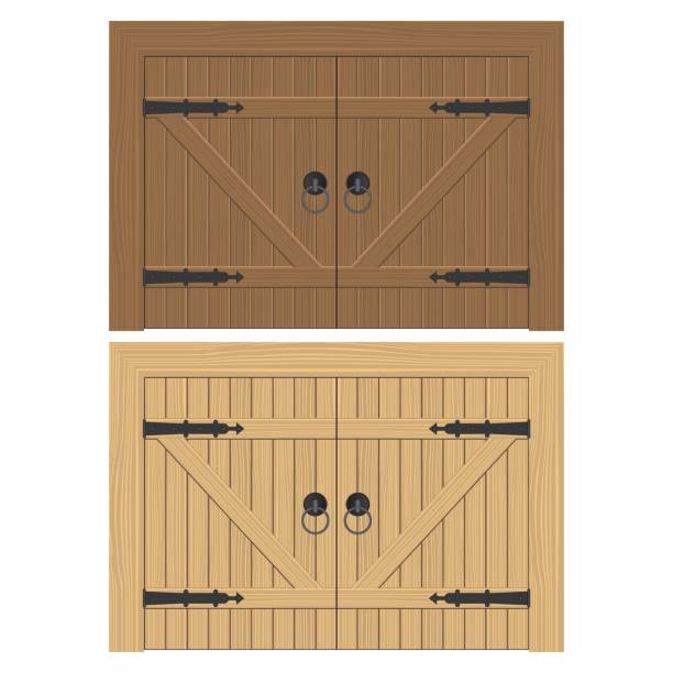 istock Old wooden door vector illustration isolated on white background 1148046337