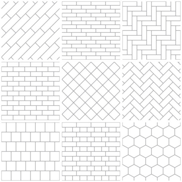 zestaw bezszwowych wzorów - seamless brick repetition pattern stock illustrations