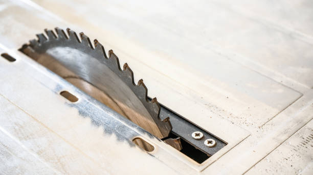 istock Detail of rotating circular saw teeth, empty space for text upper right corner 1148047702