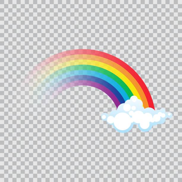 Color rainbow with clouds vector illustration in flat design Color rainbow with clouds vector illustration in flat design rainbow icons stock illustrations