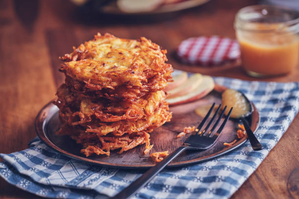 istock Delicious Rosti Potato Pancake Served with Apple Sauce 1148049424