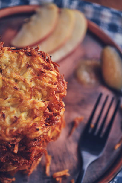 istock Delicious Rosti Potato Pancake Served with Apple Sauce 1148049429
