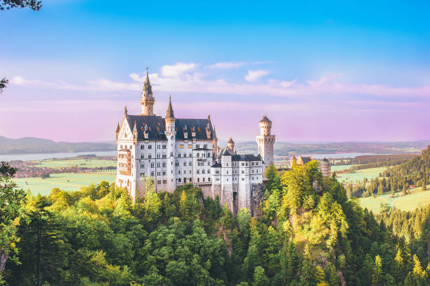 el castillo de neuschwanstein - bavaria allgau germany landscape fotografías e imágenes de stock