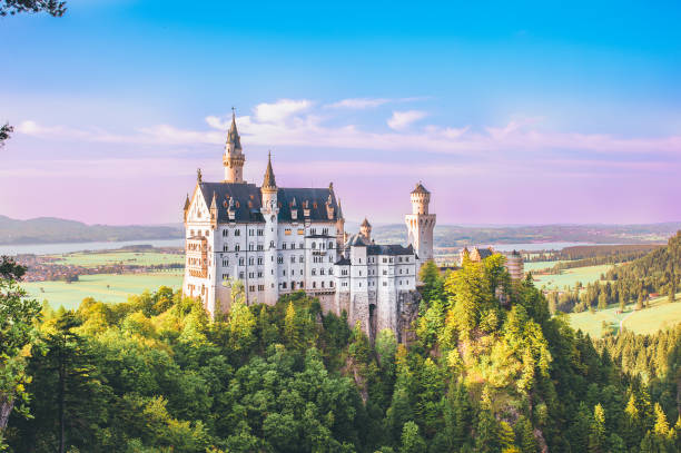 castelo de neuschwanstein - neuschwanstein allgau europe germany - fotografias e filmes do acervo