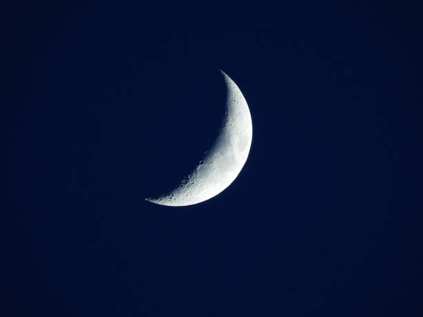istock a rising quarter moon in the dark blue evening sky 1148052179