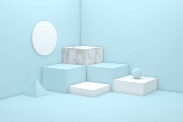 istock Abstract Minimal Winner Podium Concept, Empty Showroom, Product stand on blue background 1148054399