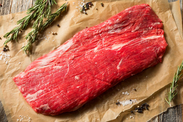 Raw Grass Fed Flank Steak Raw Grass Fed Flank Steak Ready to Season flank steak stock pictures, royalty-free photos & images